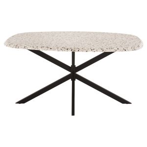 Dining table Oval Rodden Hm11903,03 Werzalit Tabletop In Terrazzo Color-black Metal Base 146x94x75hcm