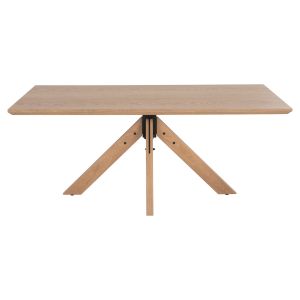 Paolo Dining Table - Mdf with Manchurian Wood Veneer, Solid Rubber Wood Legs - Oak Color 180x90x75hcm Hm9853