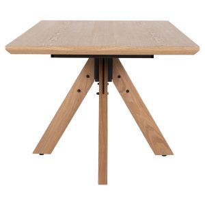 Paolo Dining Table - Mdf with Manchurian Wood Veneer, Solid Rubber Wood Legs - Oak Color 180x90x75hcm Hm9853
