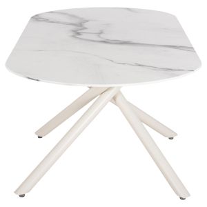 Prentis dining table - ceramic top 12 mm white marble - white metal legs 180x90x76hcm Hm9770,01