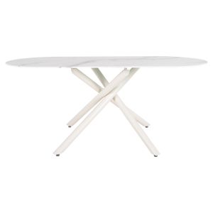 Prentis dining table - ceramic top 12 mm white marble - white metal legs 180x90x76hcm Hm9770,01