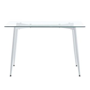 Quana-caron 5-piece dining table, glass and PP in black-natural color, 120x70x75cm
