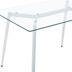 Dining table Quana-julita set of 5 pieces glass 8mm transparent - white 120x70x75cm