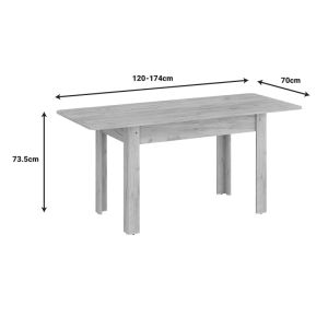 Quiin extendable dining table melamine in oak color 120-174x70x73.5cm