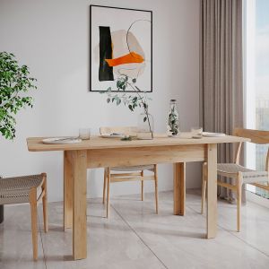 Quiin extendable dining table melamine in oak color 120-174x70x73.5cm