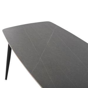 Dining table Raven ceramic top with marble effect-black metal legs 120x70x73 H Cm Hm9854.03