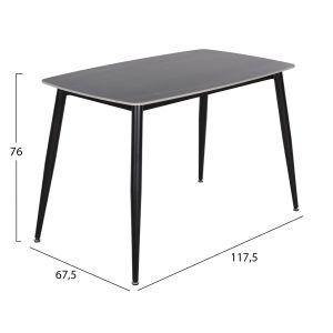 Dining table Raven ceramic top with marble effect-black metal legs 120x70x73 H Cm Hm9854.03