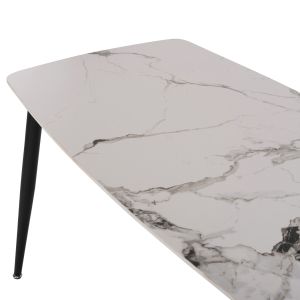 Dining table Raven ceramic top with marble effect-black metal legs 120x70x73hcm Hm9854,03