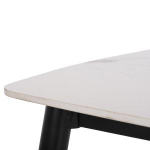 Dining table Raven ceramic top with marble effect-black metal legs 120x70x73hcm Hm9854,03