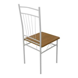 Reforia Dining Table Set of 5 Pieces Mdf in Natural Color with White Metal Legs 110x60x74cm