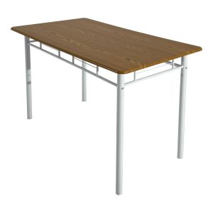 Reforia Dining Table Set of 5 Pieces Mdf in Natural Color with White Metal Legs 110x60x74cm