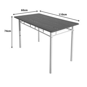 Reforia Dining Table Set of 5 Pieces Mdf in Natural Color with White Metal Legs 110x60x74cm
