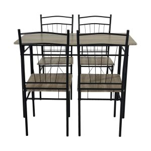 Dining table Reforia set of 5 pieces Mdf in gray color with black metal legs 110x60x74cm