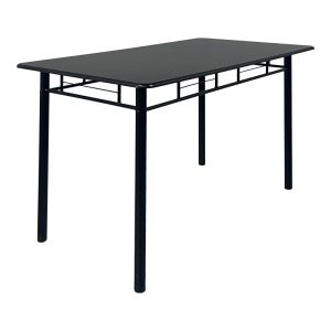 Dining table Reforia set of 5 pieces Mdf in black color with black metal legs 110x60x74cm