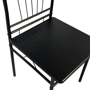 Dining table Reforia set of 5 pieces Mdf in black color with black metal legs 110x60x74cm