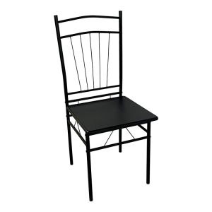 Dining table Reforia set of 5 pieces Mdf in black color with black metal legs 110x60x74cm