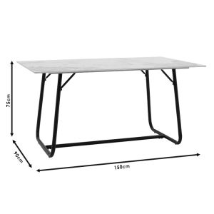 Dining table Revellio technical stone top and metal legs 150x90x75cm