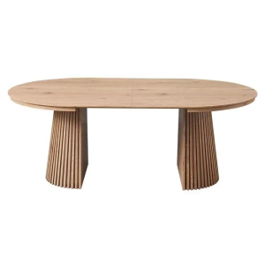 Dining table Rim-ii - extendable rotunda, MDF, natural color