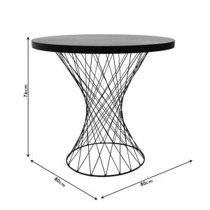 Трапезна маса Roniele Cone Wired Black с плот с черен мраморен ефект D80x76cm