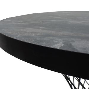 Трапезна маса Roniele Cone Wired Black с плот с черен мраморен ефект D80x76cm