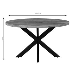 Dining table Royal-r Industrial with solid mango wood top 4cm D130x77cm