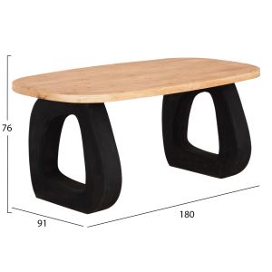 Santorini dining table, solid fir wood top, white MDF legs, 180x90x76hcm.