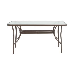 Dining table Sussie-ensure 5 pcs. metal-glass in brown color 120x70x70cm