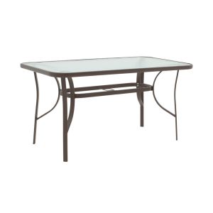 Dining table Sussie-ensure 5 pcs. metal-glass in brown color 120x70x70cm