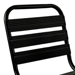 Dining table Sussie-ensure 7 pcs. metal-glass in black color 140x80x70cm
