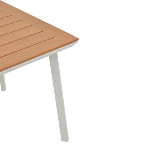 Dining table Synergy - Convince set of 3 white aluminum and plywood in natural color 80x80x74cm