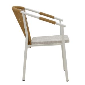 Dining table Synergy - Convince set of 3 white aluminum and plywood in natural color 80x80x74cm