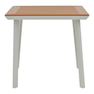 Dining table Synergy - Convince set of 3 white aluminum and plywood in natural color 80x80x74cm