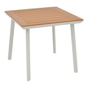 Dining table Synergy - Convince set of 3 white aluminum and plywood in natural color 80x80x74cm