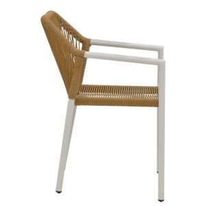 Dining table Synergy - Lush set of 3 white aluminum and natural plywood 80x80x74cm