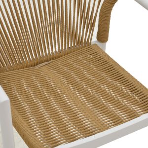 Dining table Synergy - Lush set of 3 white aluminum and natural plywood 80x80x74cm