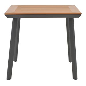 Dining table Synergy - Vitality set of 3 anthracite aluminum and plywood in natural color 80x80x74cm