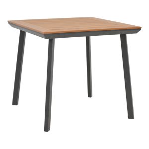 Dining table Synergy - Vitality set of 3 anthracite aluminum and plywood in natural color 80x80x74cm