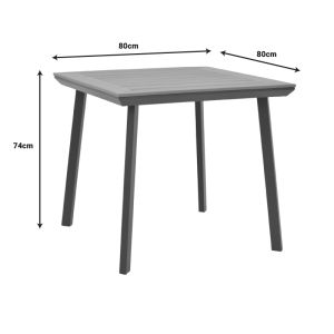 Dining table Synergy - Vitality set of 3 anthracite aluminum and plywood in natural color 80x80x74cm