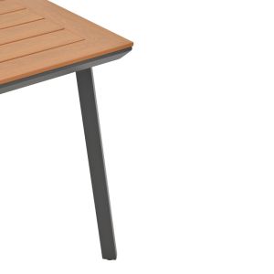 Dining table Synergy - Vitality set of 5 anthracite aluminum and plywood in natural color 80x80x74cm