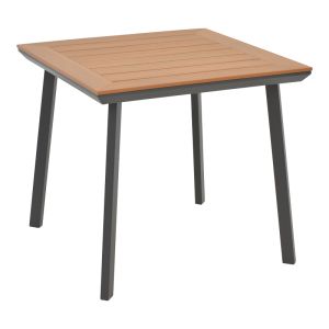Dining table Synergy - Vitality set of 5 anthracite aluminum and plywood in natural color 80x80x74cm