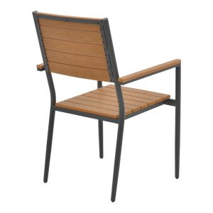 Dining table Synergy - Vitality set of 5 anthracite aluminum and plywood in natural color 80x80x74cm