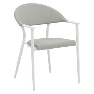 DINING TABLE SYNERGY-PINO SET OF 3, WHITE ALUMINUM AND NATURAL PLYWOOD 80X80X74CM