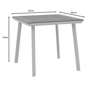 DINING TABLE SYNERGY-PINO SET OF 3, WHITE ALUMINUM AND NATURAL PLYWOOD 80X80X74CM