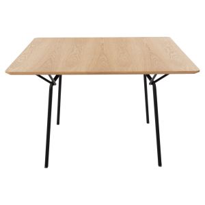 Dining table Trenk - Mdf with oak veneer-black metal legs 120x120x75hcm Hm9614,01