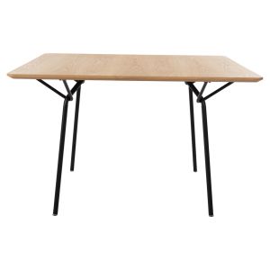 Dining table Trenk - Mdf with oak veneer-black metal legs 120x120x75hcm Hm9614,01