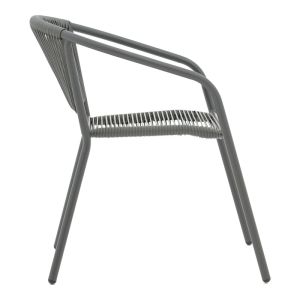 DINING TABLE VALOR-LINDARIA SET OF 5 PIECES ANTHRACITE METAL-GLASS-PE RATTAN 110X60X70CM