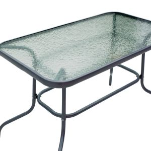 DINING TABLE VALOR-TADE SET OF 5 PIECES ANTHRACITE METAL-GLASS 110X60X70CM