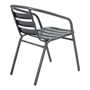 DINING TABLE VALOR-TADE SET OF 5 PIECES ANTHRACITE METAL-GLASS 110X60X70CM