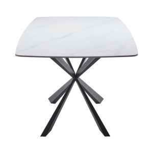 Viano dining table with light gray sintered stone top and black metal legs 176x85x75cm