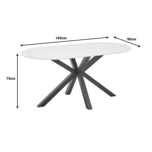Dining table Vivian-makrey 5 pcs beige velvet - white marble 160x90x75cm